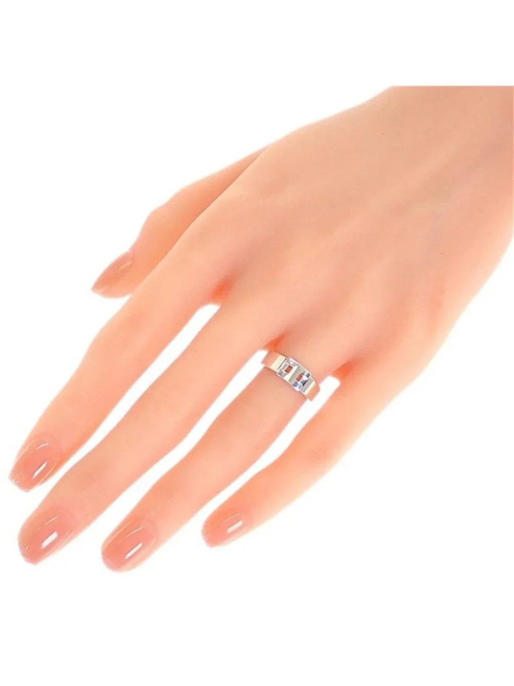 Hermes Newhela Crest Rin 49 Full Ring 925 Sterling Silver
